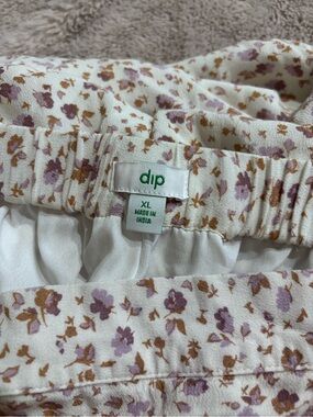 dip Cream Skirt with Lavender and Tan Floral Print